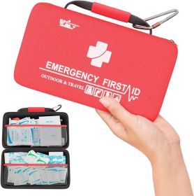 Small First Aid Kit for Car, Office, 121 Pieces, Sturdy Red EVA Travel First Aid Kit with Zip, Carabiner, Waterproof Basic First Aid Kit for Home