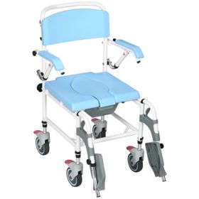 Bathroom Wheelchair, Commode Wheelchair, Rolling Shower Wheelchair with 4 Castor Wheels