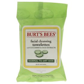 Facial Cleansing Towelettes - Cucumber and Mint by Burts Bees for Unisex - 10 Count Towelettes