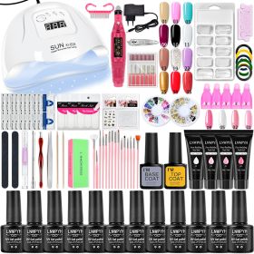 LNWPYH Nail Set UV LED Lamp Dryer With 18/12 pcs Nail Gel Polish Kit Soak Off Manicure Tools Set electric Nail drill Nail Tools (Color: X5 12-4 fixed color)