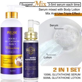 AILKE Whitening Skin Care Set, With Double-Glutathione, Skin Glowing Serum, Black Skin Soap, Skin Barrier Repair Moisturizer (Color: Glutathione 2 in 1)