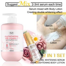 AILKE Whitening Remove Dark Spots Melanin Skin Care Set, Moisturizes Smooths Skin, With Glutathion Vitamin C, For All Skin Type (Color: 2 in 1 set(LOTION))