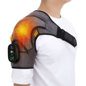 Electric Heating Shoulder Massage Wrap For Arthritis Joint Pain Relief 3 Levels Vabration Brace Support Physiotherapy Therapy (Color: Gray and Black)