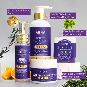 AILKE Glutathione Cream, Advanced Brightening Cream, Antioxidant, Cleansing, Reduce Blemish for All Skin Types Beauty Cosmetics (Color: 4 in 1 Set)