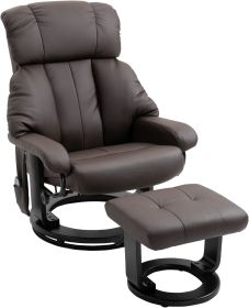 2024 New Massage Recliner Chair with Ottoman, 360¬∞ Swivel Recliner and Footstool, PU Leather with Side Pocket and Remote Control (Color: Brown)