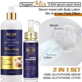 AILKE Whitening And Moisturizing Body Lotion, With Glutathione, Collagen, Vitamin C, For Face And Body Korean Skin Care Products (Color: 100ML SERUM LOTION)