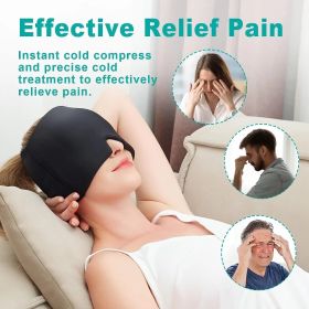 360¬∞ Massage Migraine Relief Hat Stress Relief Eye Mask Gel Hot Cold Therapy Headache Pain Relief Cap  Ice Head Wrap for Headache and Puffy Eyes (Color: Black)